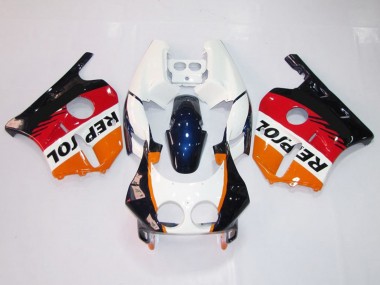 1990-1998 Weiß Repsol Honda CBR250RR Motorrad Verkleidungen