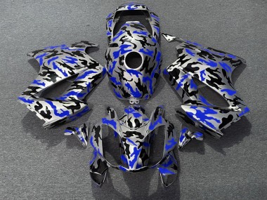 2002-2012 Blau Camo Honda VFR800 Motorrad Verkleidungen