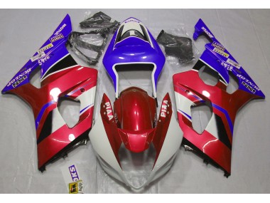 2003-2004 Glänzend Candy Red & Blau Suzuki GSXR 1000 Motorrad Verkleidungen