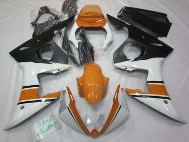 2003-2004 Glänzend Weiß & Orange Yamaha R6 Motorrad Verkleidungen