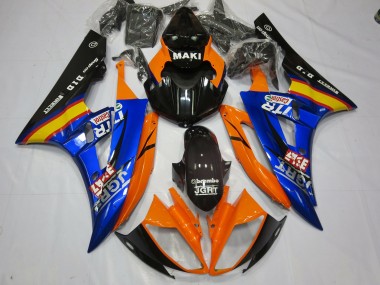 2006-2007 Blauorange Yamaha R6 Motorrad Verkleidungen