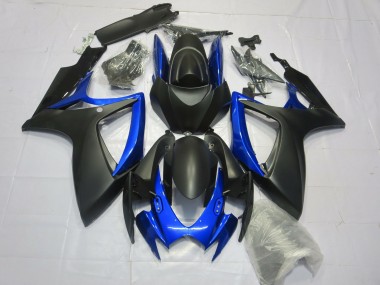 2006-2007 Matt Schwarz Glänzend Blau Suzuki GSXR 600-750 Motorrad Verkleidungen