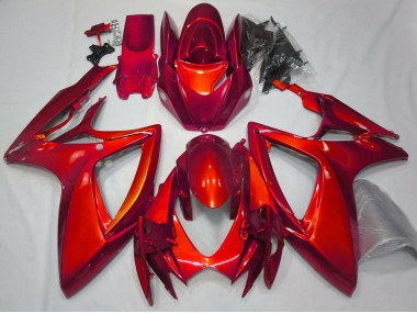 2006-2007 Rot Glänzend Schlichte Design Suzuki GSXR 600-750 Motorrad Verkleidungen