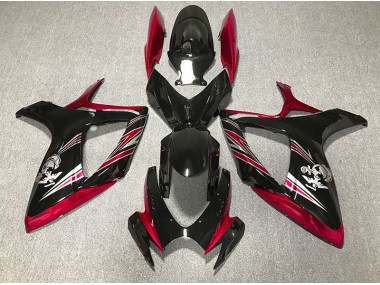 2006-2007 Rot & Schwarz Glänzend Design Suzuki GSXR 600-750 Motorrad Verkleidungen