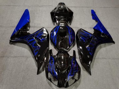 2006-2007 Schwarz Glänzend Blau Flame Honda CBR1000RR Motorrad Verkleidungen