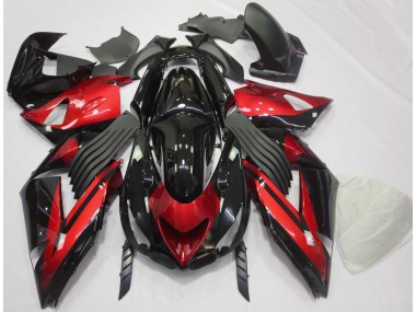 2006-2011 Rot & Schwarz Glänzend Schlicht Kawasaki ZX14R Motorrad Verkleidungen