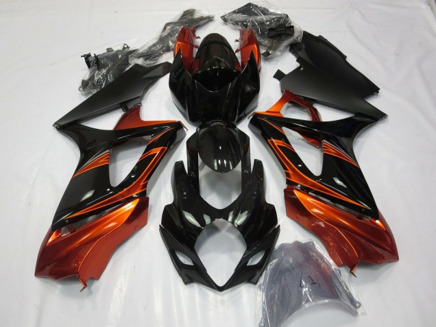 2007-2008 Gebranntes Orange & Schwarz Suzuki GSXR 1000 Motorrad Verkleidungen