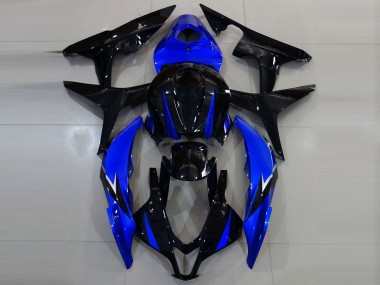 2007-2008 Glänzendes Schwarz & Blau Honda CBR600RR Motorrad Verkleidungen