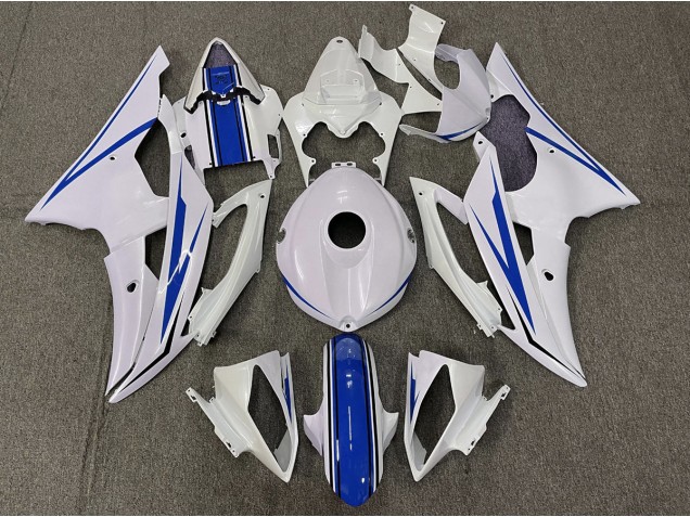 2008-2016 Glänzend Weiß & Blau Yamaha R6 Motorrad Verkleidungen