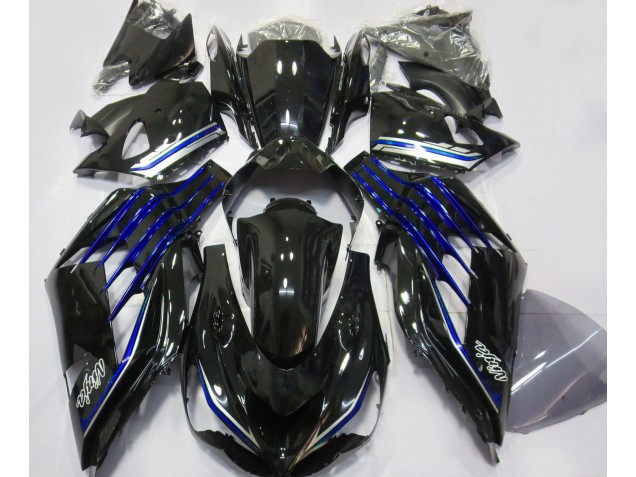 2012-2021 Schwarz Glänzend & Blau Kawasaki ZX14R Motorrad Verkleidungen