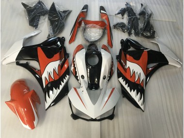 2015-2018 Orange & Weißer Hai Yamaha R3 Motorrad Verkleidungen